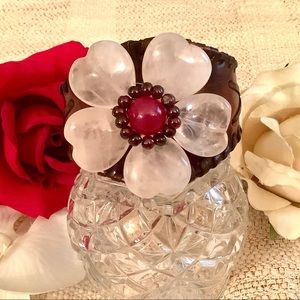 Vintage Hand made leather and gemstones bracelet.